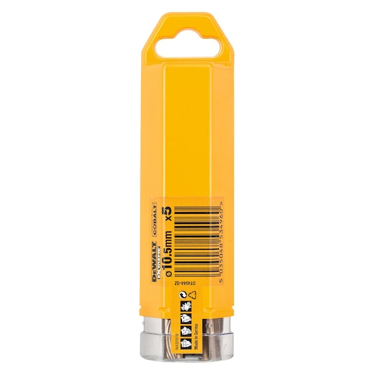 Yellow DEWALT DT4944 drill bit pack with barcode and product details on the front.