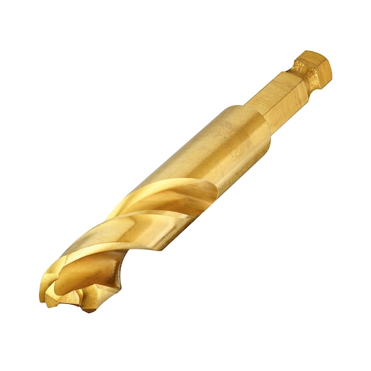DEWALT drill bit, gold color, for photography. SKUs: DT50019-QZ, DT50019.