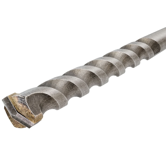 Close-up of a DEWALT DT60004 masonry drill bit with spiral design and carbide tip.