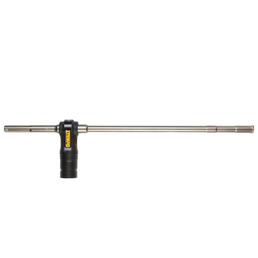 DEWALT DT60232 long metal drill bit with a black center attachment, shown on a white background.