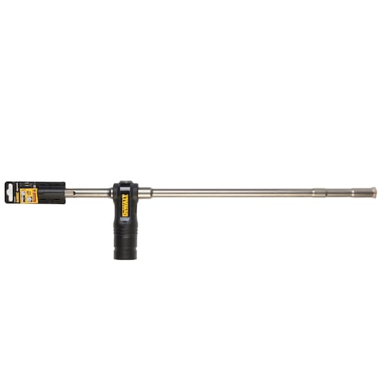 DEWALT DT60232 long metal drill bit with black handle attachment, shown on white background.