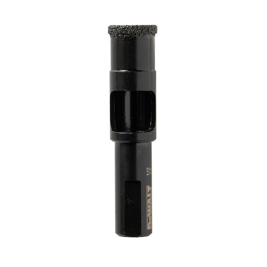 DEWALT DT6042 black core drill bit with grit tip, used for cutting hard materials.