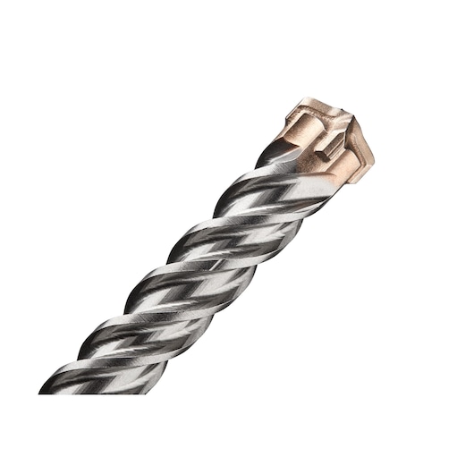 Close-up image of a DEWALT DT60806 masonry drill bit with a twisted metal shaft and carbide tip.