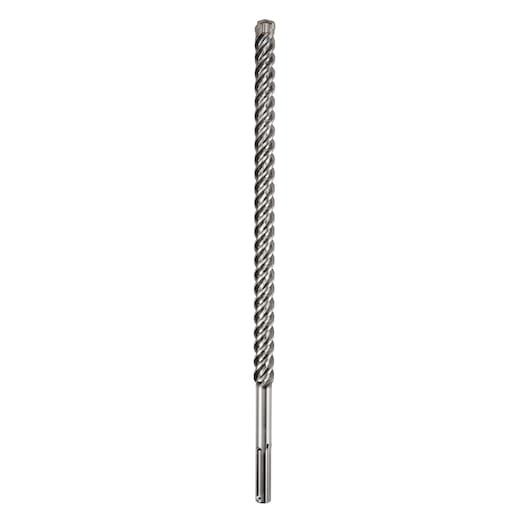 A long, silver DEWALT drill bit with a spiral design, intended for heavy-duty drilling in masonry and concrete.