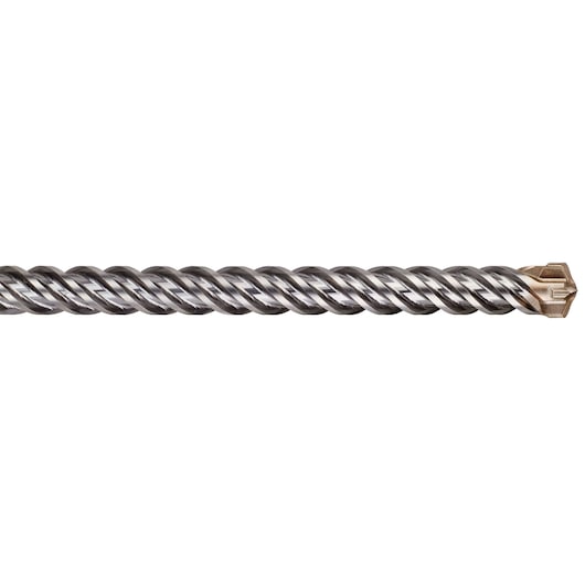 Close-up of a DEWALT spiral drill bit with carbide tip, shown against a white background.