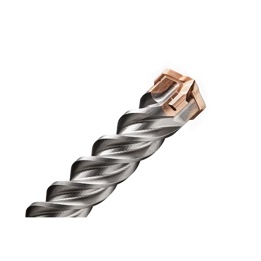 Close-up of a DEWALT DT60837 masonry drill bit with carbide tip against a white background.