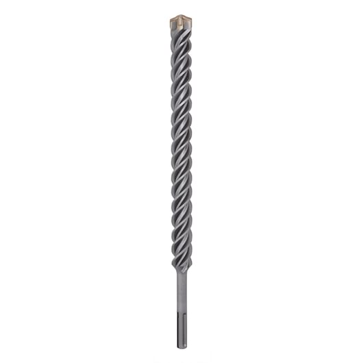 A DEWALT DT60842 masonry drill bit with spiral design for use in hammer drills. Grey, long, and robust.