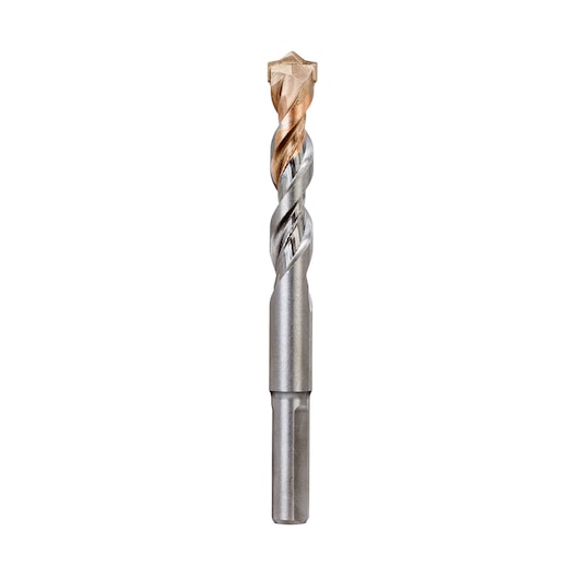 Close-up of a DEWALT DT6690 masonry drill bit with a tungsten carbide tip and spiral flutes on a white background.