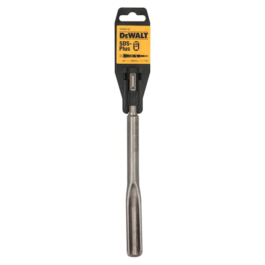 DEWALT DT6805 SDS-Plus chisel in packaging, metal tool for masonry and demolition tasks.