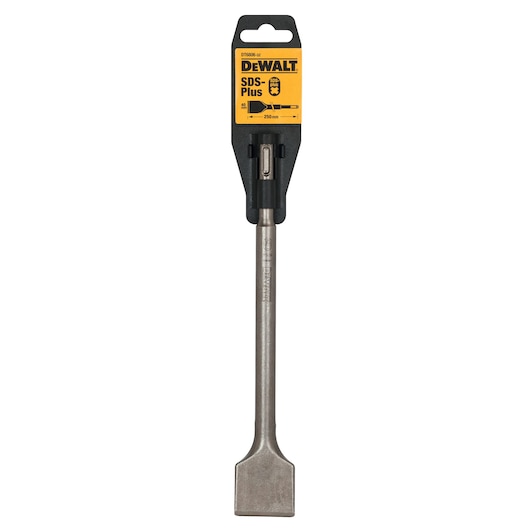 DEWALT SDS-Plus chisel DT6806 in packaging. Flat blade, 250 mm length. Tool accessory for drills.