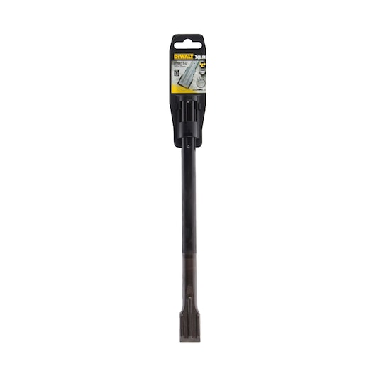 DEWALT DT6811 flat chisel with packaging, designed for use with demolition hammers and heavy-duty construction.