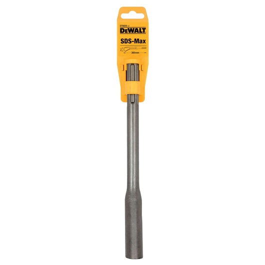 DEWALT SDS-Max chisel, 300mm length, shown in packaging against a white background.