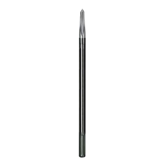 A DEWALT SDS max pointed chisel, used for heavy-duty demolition or concrete breaking in power tools.