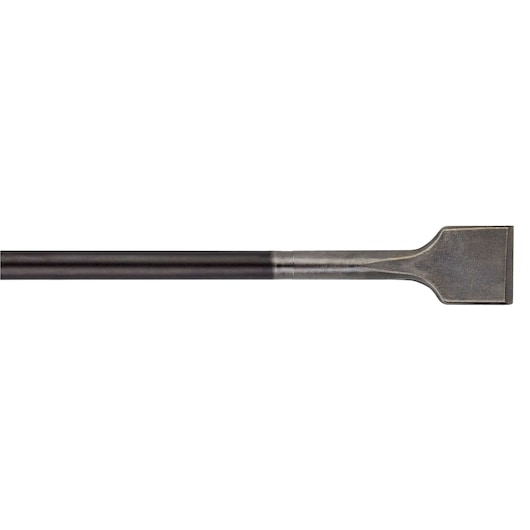 DEWALT DT6984 flat chisel for demolition and masonry work, steel, with a wide blade and cylindrical shank.