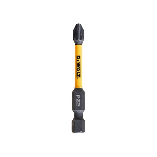 DEWALT PZ2 screwdriver bit with yellow center and black ends, labeled DT70531T.