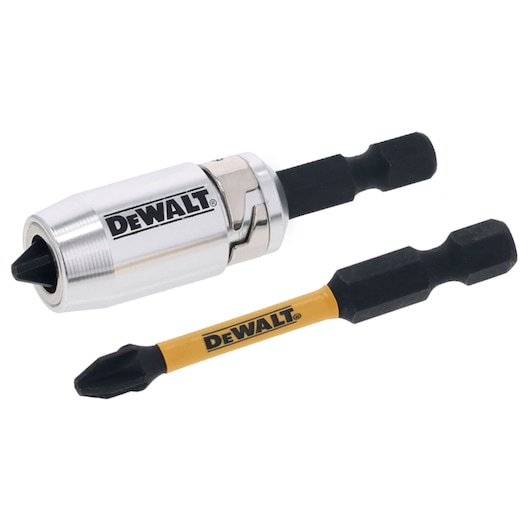 DEWALT bit holder and screwdriver bit set for power tools, DT70535T, shown on white background.