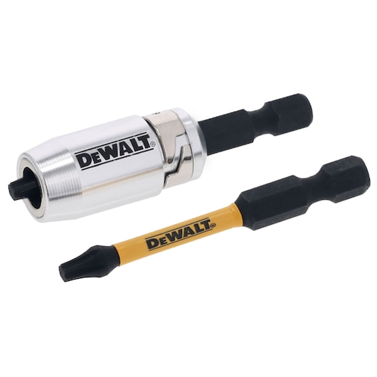 DEWALT DT70537T bit holder and screwdriver bit for power tools, shown on a white background.