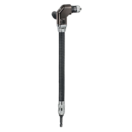 DEWALT flexible drill bit extension with angled head and black ribbed shaft, suitable for tight spaces.