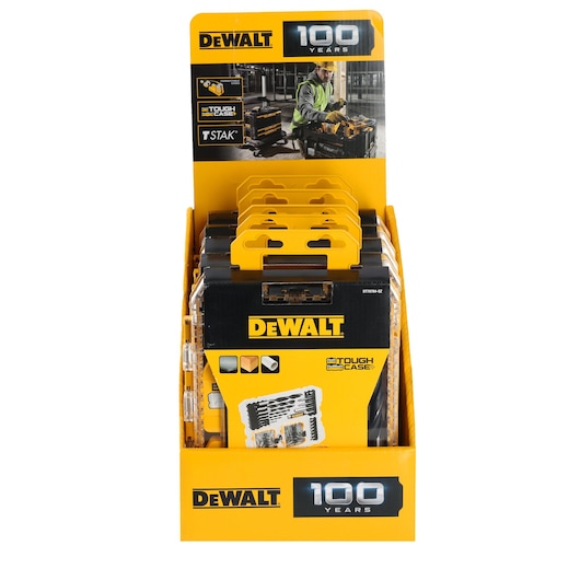 DEWALT Tough Case bit set display box, yellow and black, celebrating 100 years.