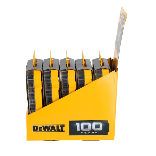 DEWALT DT70784 set in yellow display box marked '100 Years', shows multiple cases inside.