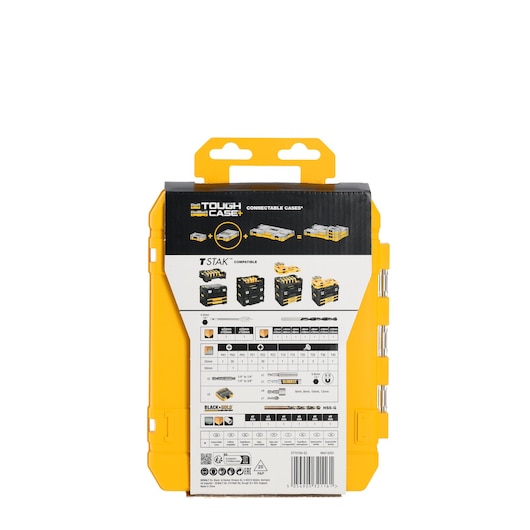 Back view of DEWALT DT70784 Tough Case+ with product info and compatibility details.