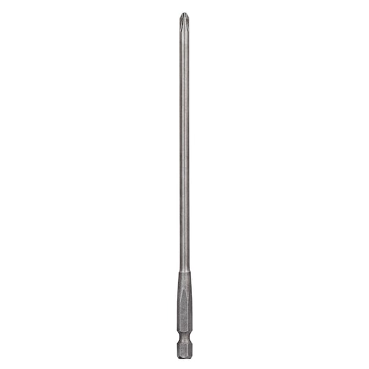 Long DEWALT screwdriver bit with a Phillips head, used for power tools and screwdriving applications.