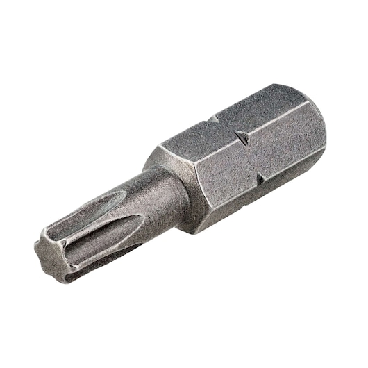 A DEWALT DT7256 metallic screwdriver bit with a Torx head, shown on a white background.