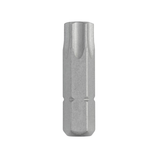 A DEWALT DT7259 silver screwdriver bit with a hex shank, shown upright on a white background.