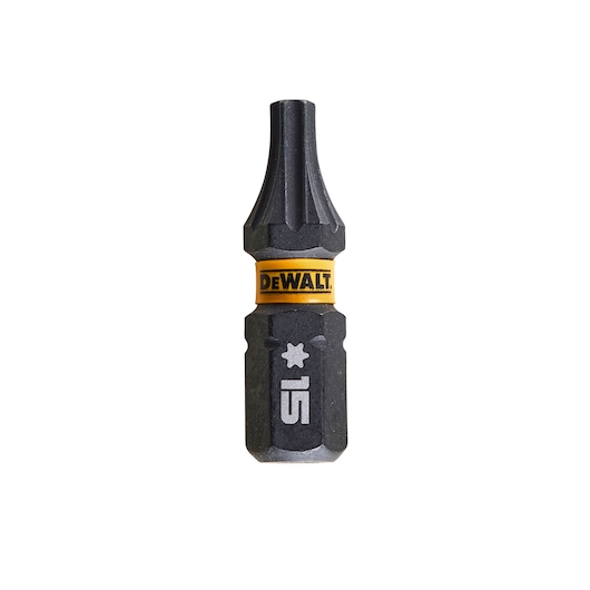 DEWALT Torx 15 screwdriver bit with yellow branding, suitable for power tools and precision work.