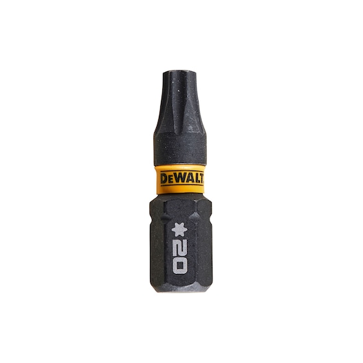 DEWALT DT7381T Torx 20 screwdriver bit with yellow band, suited for power tools and precise fastening tasks.