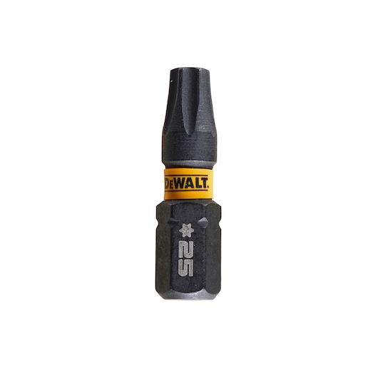 DEWALT DT7382T screwdriver bit with yellow band, black and silver, Torx size 25.