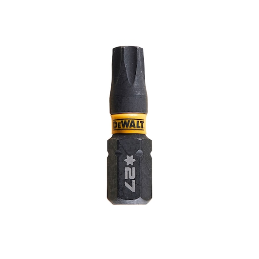 DEWALT DT7383T screwdriver bit, size 27, black with yellow branding ring.