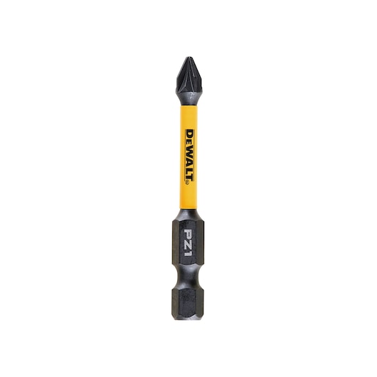 DEWALT PZ1 screwdriver bit with yellow shaft and black tips for power tools.