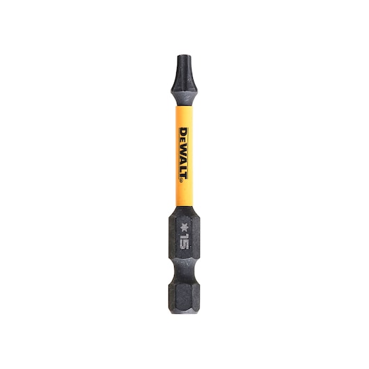 DEWALT DT7394T screwdriver bit with yellow shaft and black ends, marked T15.
