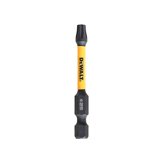 DEWALT DT7396T screwdriver bit with yellow body and black ends, marked #25, shown on white background.
