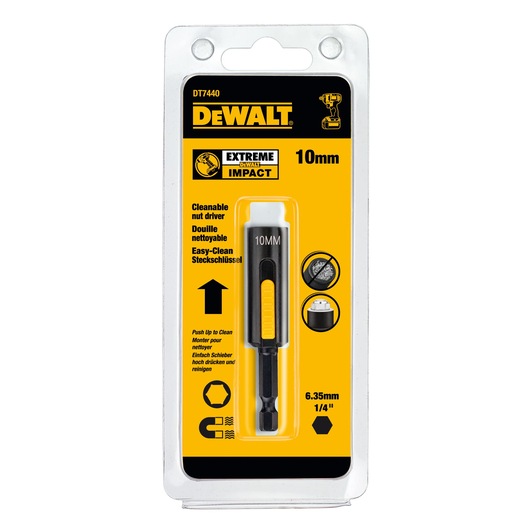DEWALT DT7440 Extreme Impact 10mm easy-clean nut driver, packaged, for photography and tool applications.