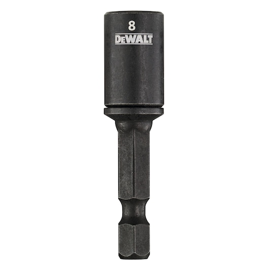 DEWALT magnetic nut driver, size 8, black, hex shank for power tools.