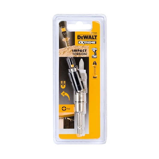 DEWALT DT7505 Extreme Impact Torsion screwdriver bit holder in retail packaging.
