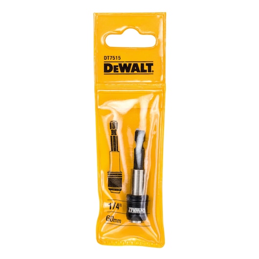 DEWALT DT7515 1/4 inch 60mm drill bit holder in yellow packaging.