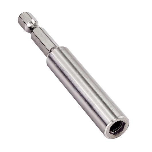 Metal magnetic drill bit holder with hex shank for secure bit attachment.