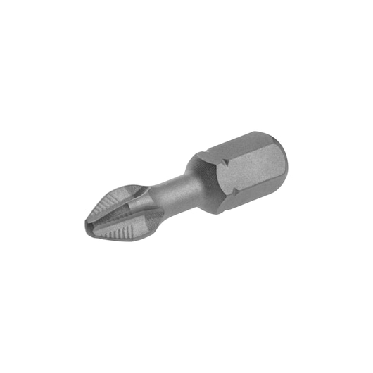 A close-up of a DEWALT screwdriver bit with a hex shank, shown against a white background.