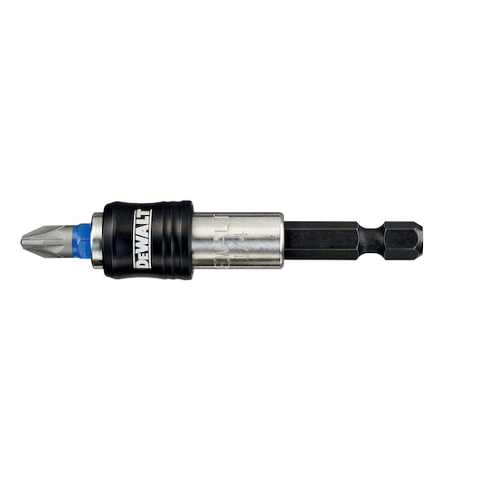 DEWALT magnetic bit holder with screwdriver bit, used for power tools and precision fastening tasks.