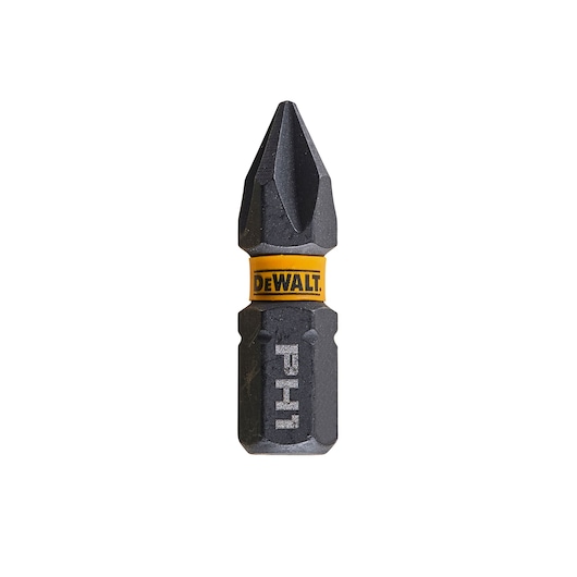DEWALT PH1 screwdriver bit with yellow band, shown against a white background.