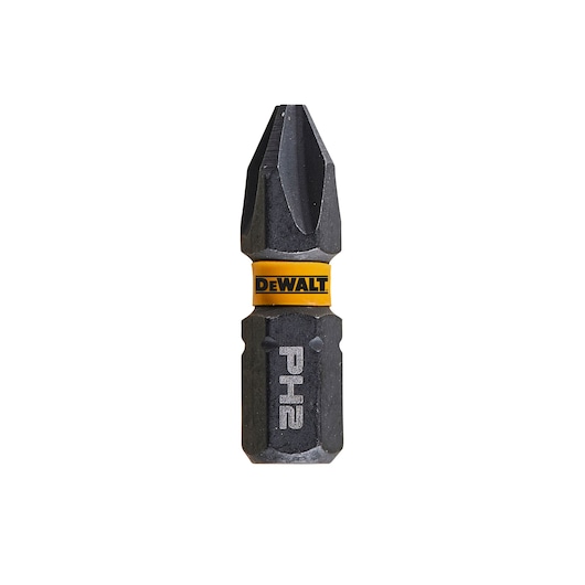 DEWALT PH2 screwdriver bit with yellow ring, shown isolated on white background.