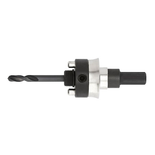DEWALT DT8288 drill bit adapter with metal body for hole saws, shown on white background.