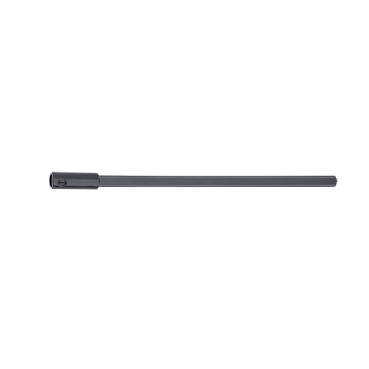 A long, straight, gray drill extension rod with a hexagonal shaft and connector end, shown on a white background.