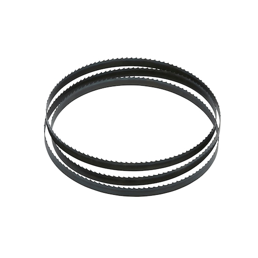 DEWALT DT8474 band saw blade with sharp teeth, designed for precise cutting in metalworking or woodworking tasks.