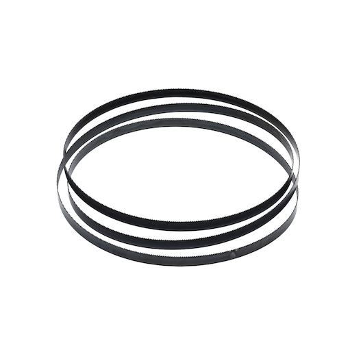 DEWALT DT8476 band saw blade with fine teeth, shown coiled and ready for use or storage.