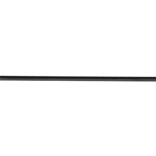 A DEWALT DT8484 bandsaw blade with fine teeth, shown horizontally on a white background.