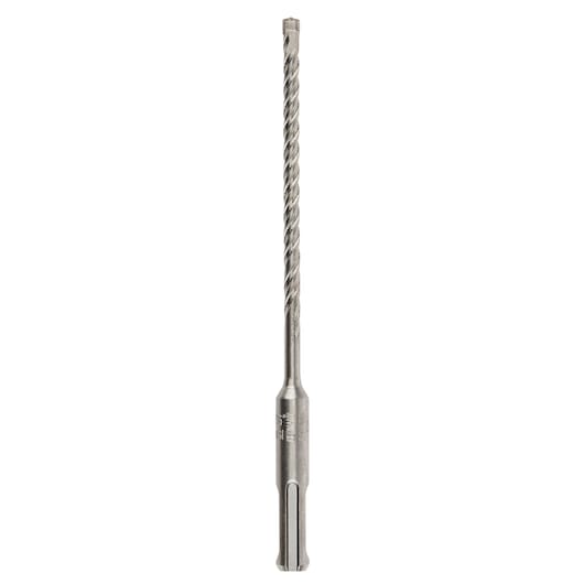 Metal Dewalt SDS drill bit with fluted spiral design, shown vertically on a white background.